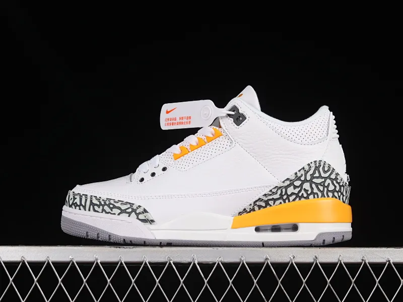 All categories Air Jordan Jordan series basketball shoes Air Jordan 3 Air Jordan 3 Retro AJ3 Joe 3 white and yellow lychee pattern basketball shoes CT8532-168